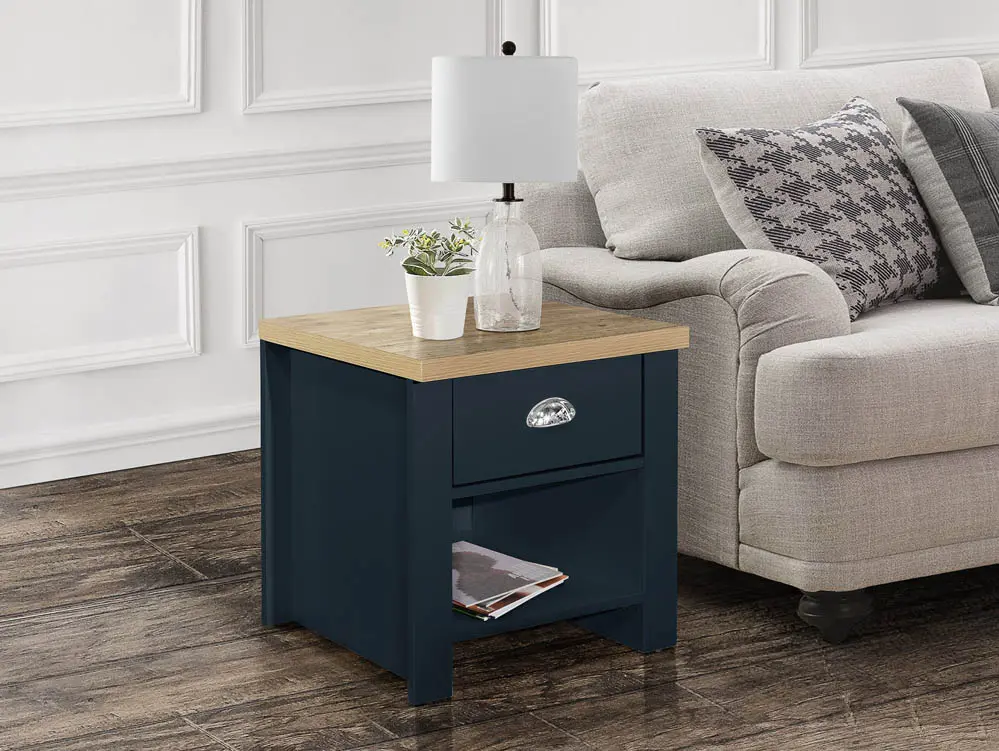 Birlea Birlea Highgate Navy and Oak Effect 1 Drawer Lamp Table