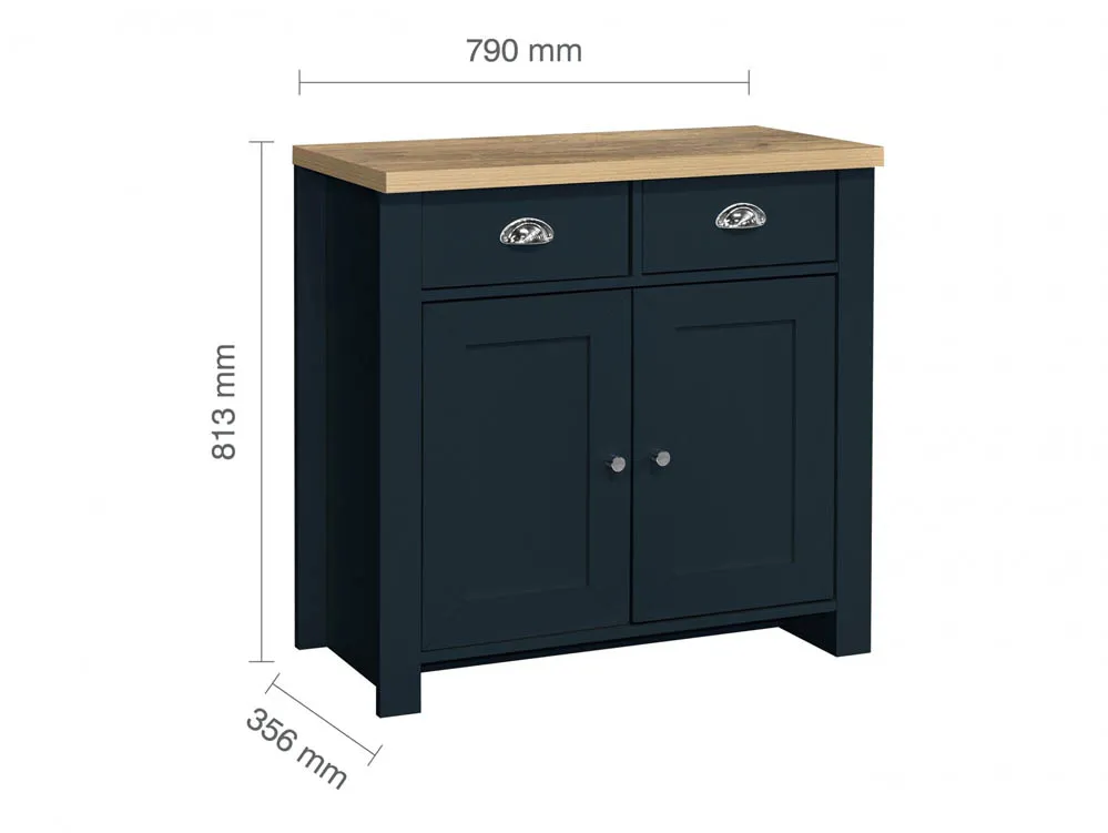 Birlea Birlea Highgate Navy and Oak Effect 2 Door 2 Drawer Sideboard