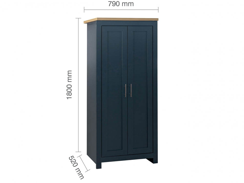 Birlea Birlea Highgate Navy and Oak Effect 2 Door Wardrobe (Flat Packed)