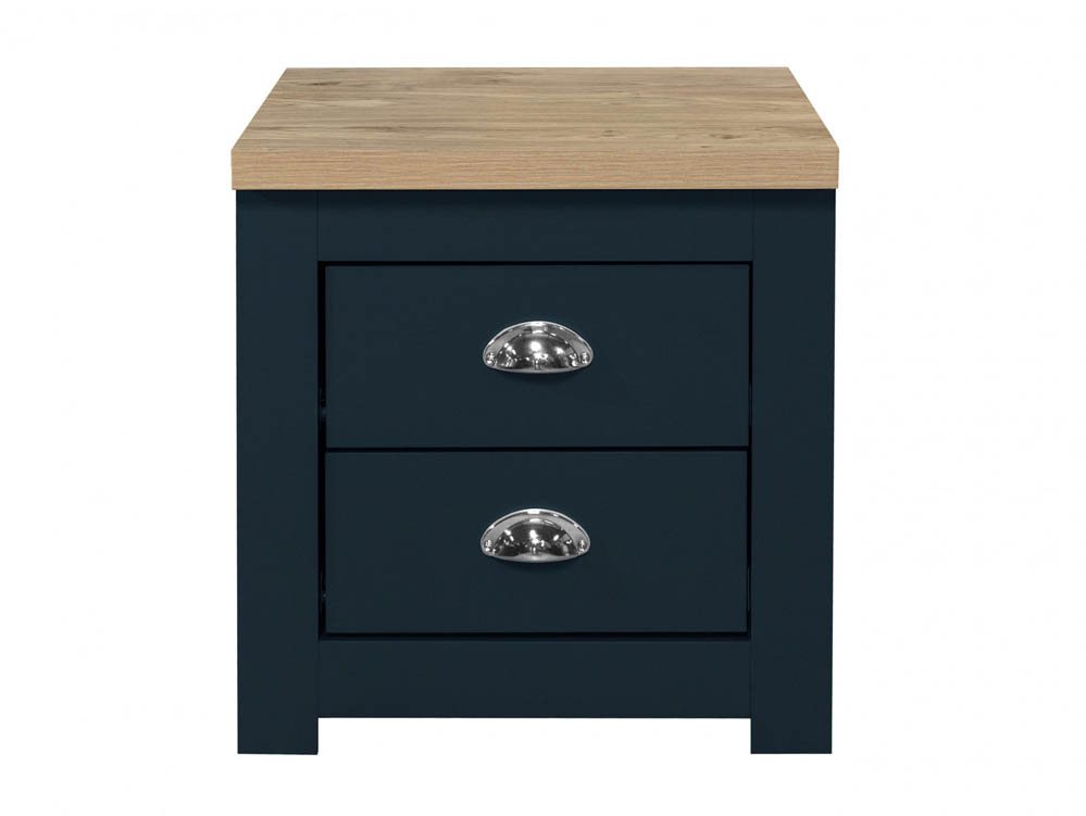 Birlea Birlea Highgate Navy and Oak Effect 2 Drawer Bedside (Flat Packed)