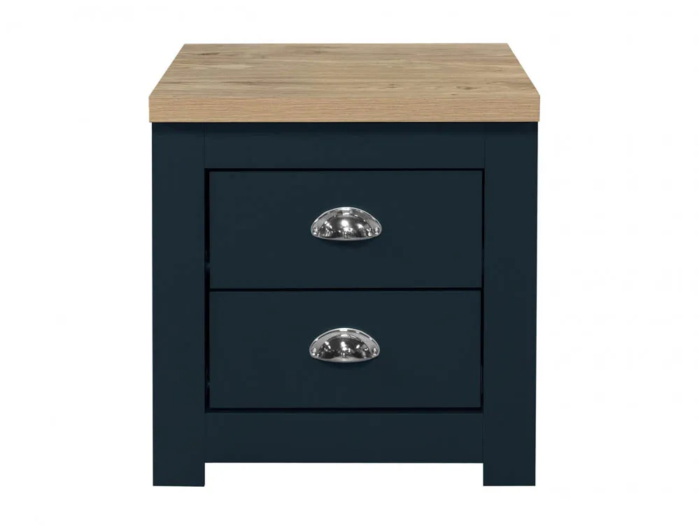 Birlea Birlea Highgate Navy and Oak Effect 2 Drawer Bedside Table