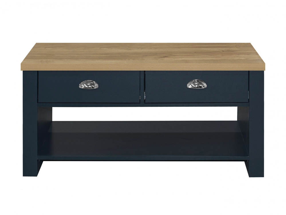 Birlea Birlea Highgate Navy and Oak Effect 2 Drawer Coffee Table (Flat Packed)