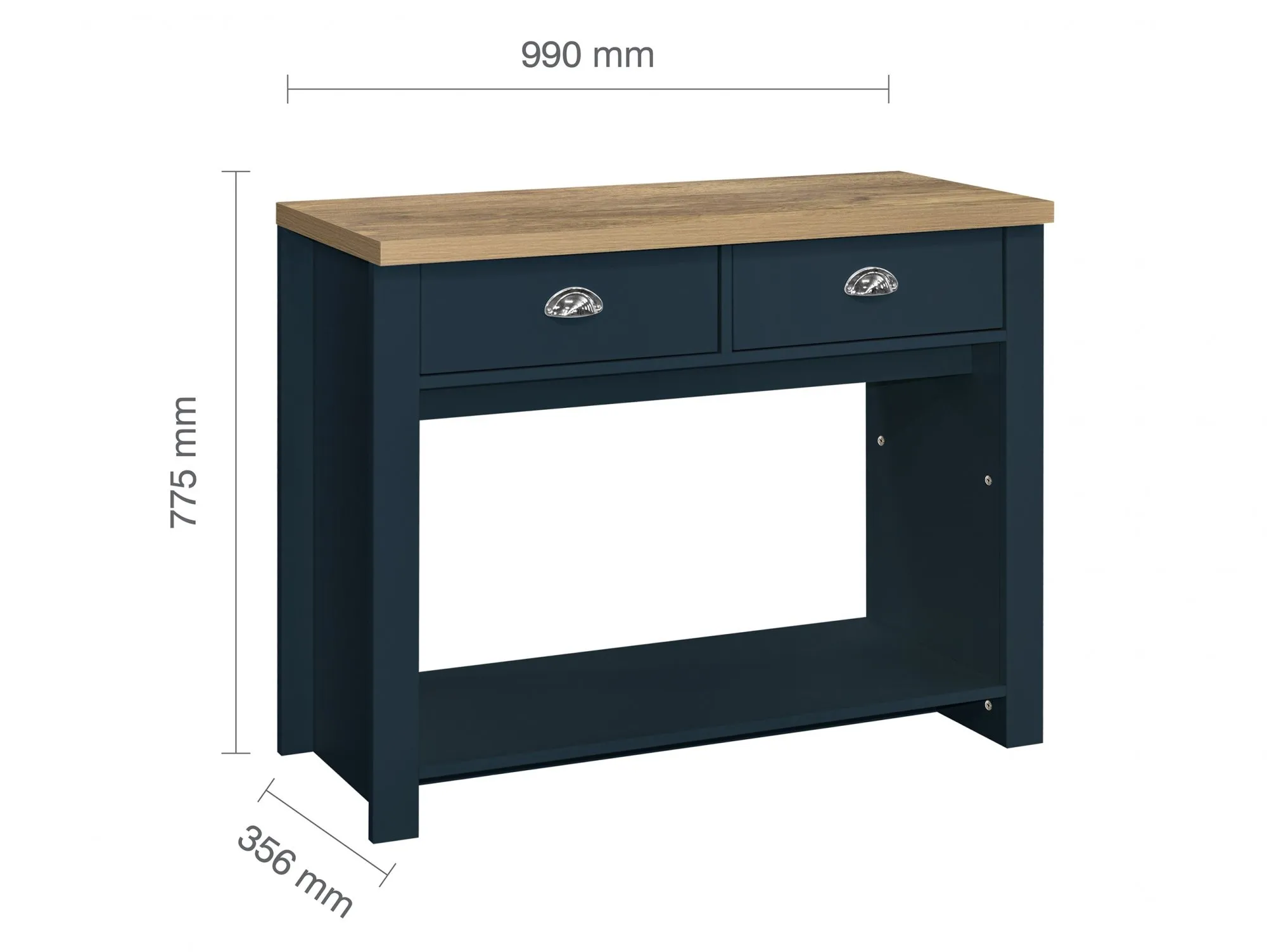 Birlea Birlea Highgate Navy and Oak Effect 2 Drawer Console Table