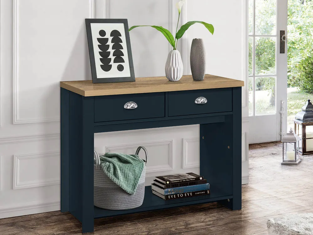 Birlea Furniture & Beds Birlea Highgate Navy and Oak Effect 2 Drawer Console Table