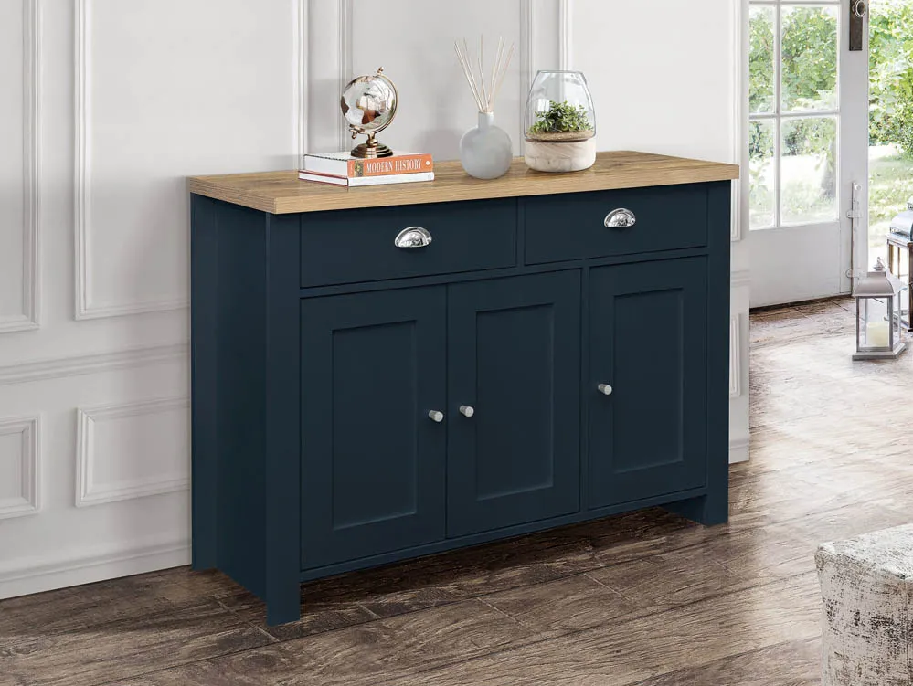 Birlea Birlea Highgate Navy and Oak Effect 3 Door 2 Drawer Sideboard