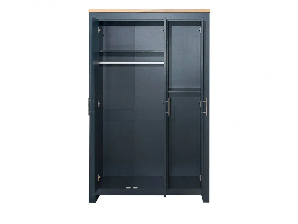 Birlea Furniture & Beds Birlea Highgate Navy and Oak Effect 3 Door Wardrobe