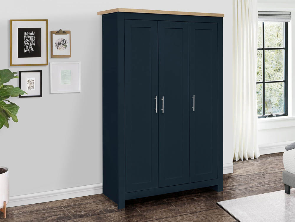 Birlea Birlea Highgate Navy and Oak Effect 3 Door Wardrobe (Flat Packed)