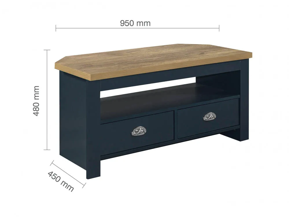 Birlea Birlea Highgate Navy and Oak Effect Corner TV Unit