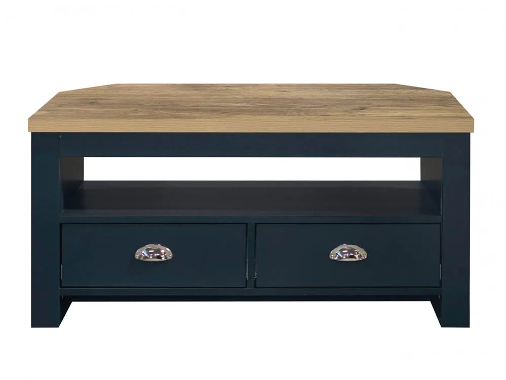 Birlea Furniture & Beds Birlea Highgate Navy and Oak Effect Corner TV Unit