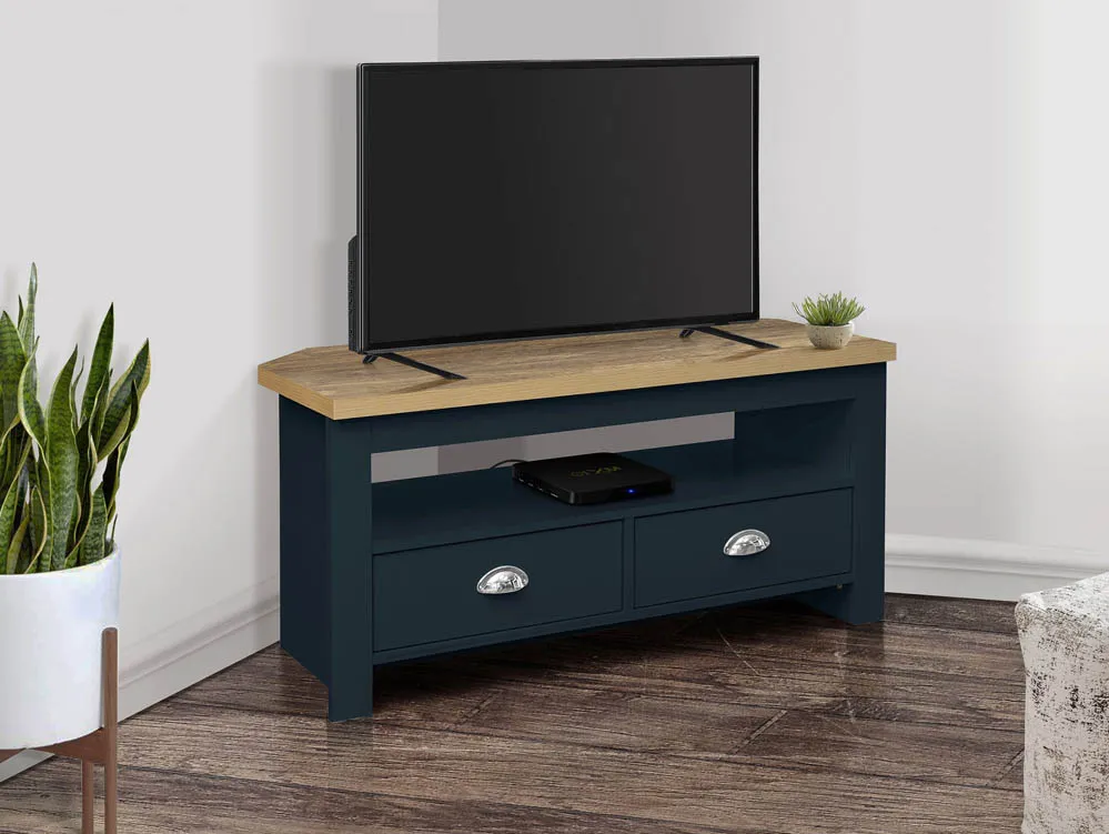 Birlea Furniture & Beds Birlea Highgate Navy and Oak Effect Corner TV Unit