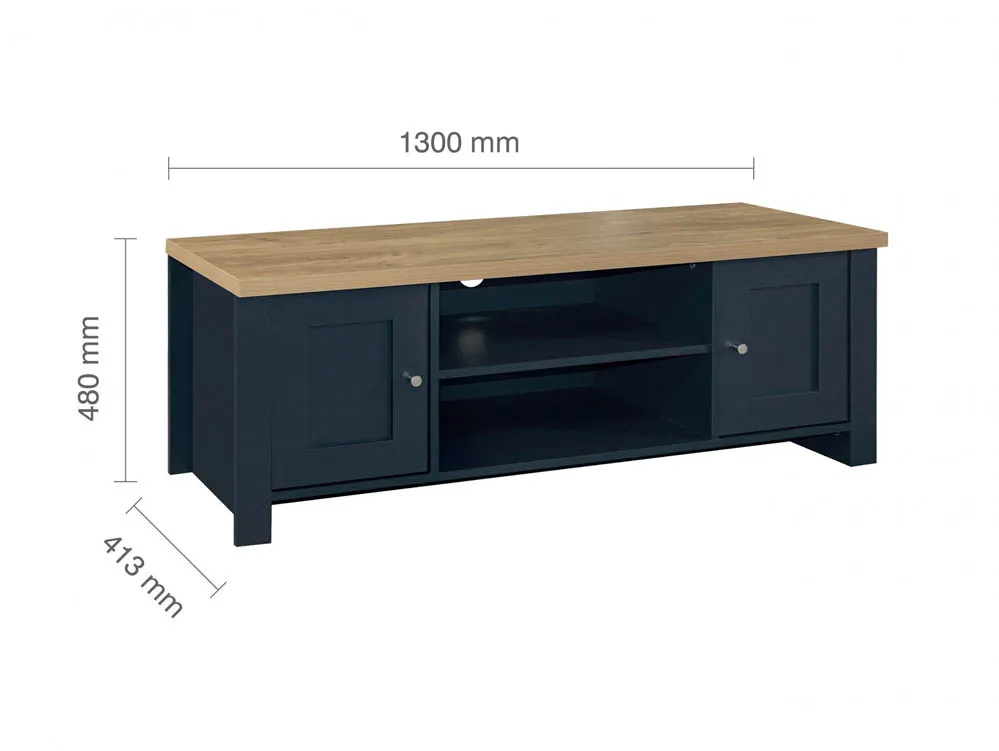 Birlea Furniture & Beds Birlea Highgate Navy and Oak Effect Large TV Unit