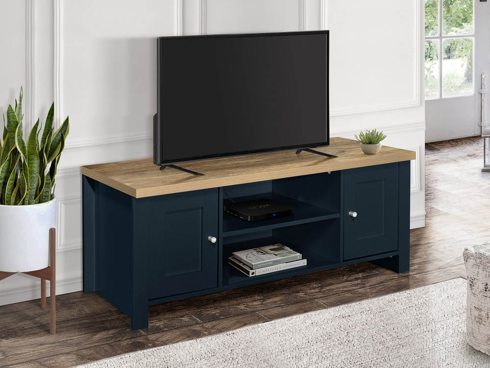 Birlea Birlea Highgate Navy and Oak Effect Large TV Unit (Flat Packed)