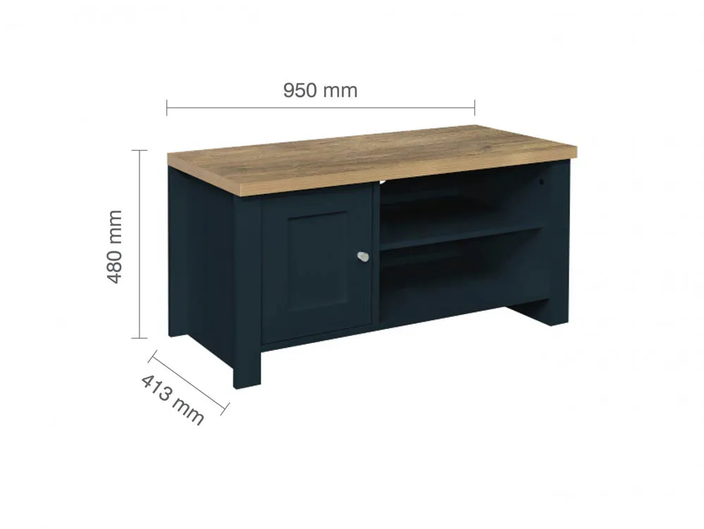 Birlea Furniture & Beds Birlea Highgate Navy and Oak Effect Small TV Unit