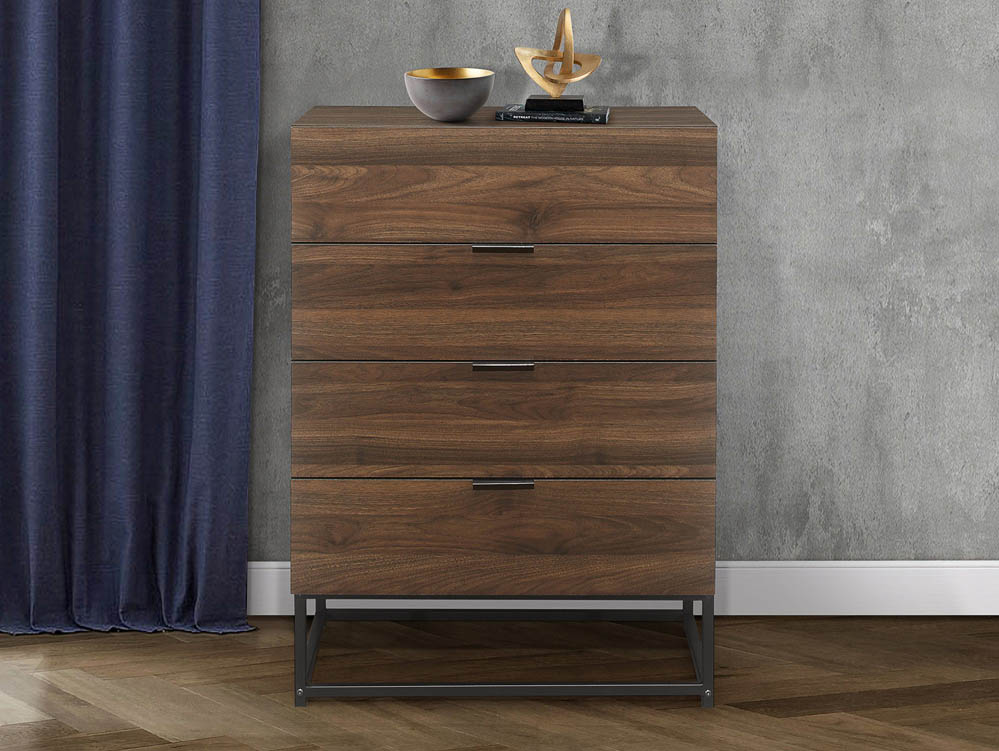 Birlea Birlea Houston Walnut Effect 4 Drawer Chest of Drawers (Flat Packed)