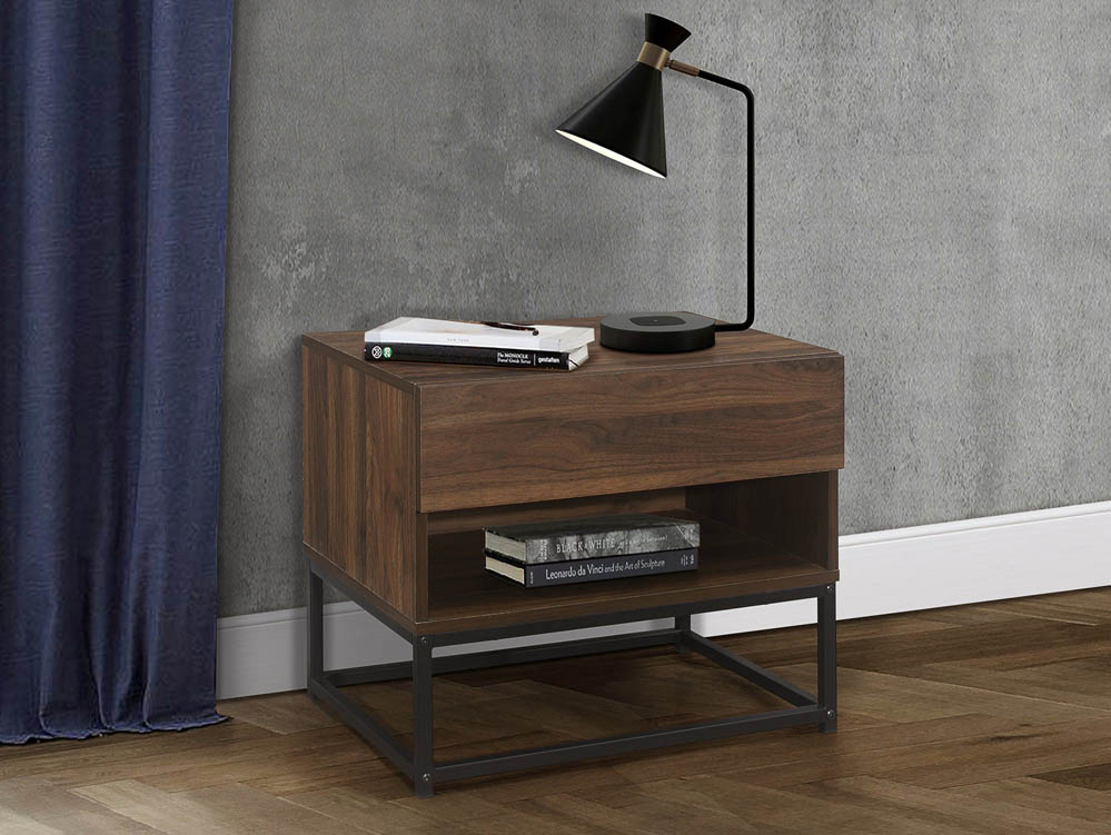 Birlea Birlea Houston Walnut Effect 1 Drawer Bedside (Flat Packed)