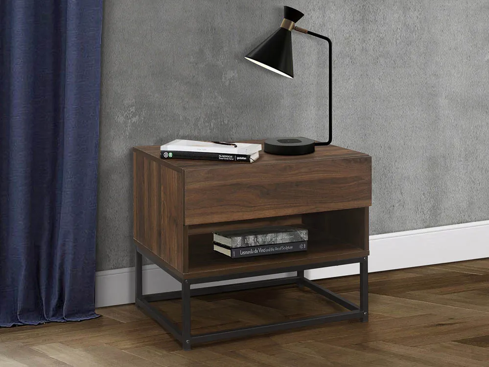 Birlea Birlea Houston Walnut Effect 1 Drawer Bedside Table