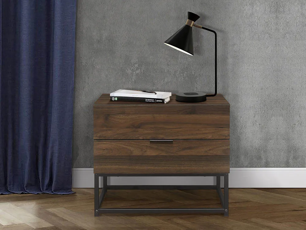 Birlea Birlea Houston Walnut Effect 2 Drawer Bedside Table