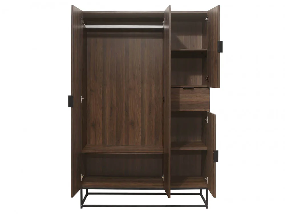 Birlea Furniture & Beds Birlea Houston Walnut Effect 4 Door Wardrobe