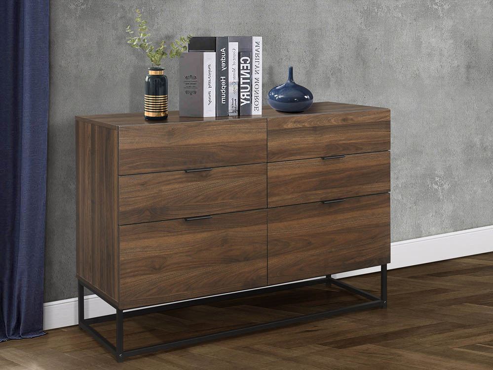 Birlea Birlea Houston Walnut Effect 6 Drawer Chest of Drawers (Flat Packed)