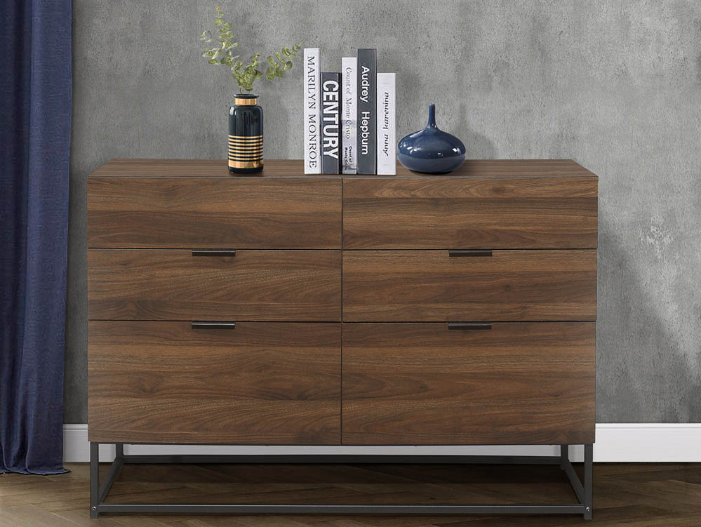 Birlea Birlea Houston Walnut Effect 6 Drawer Chest of Drawers (Flat Packed)
