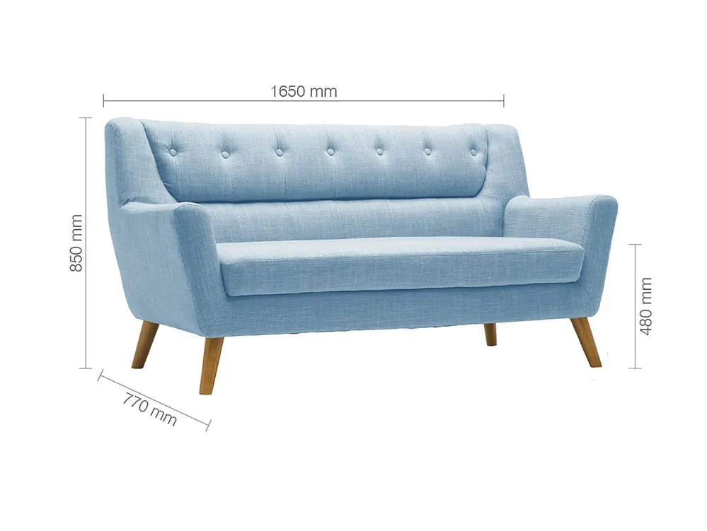 Birlea Furniture & Beds Birlea Lambeth Large Duck Egg Blue Fabric Sofa