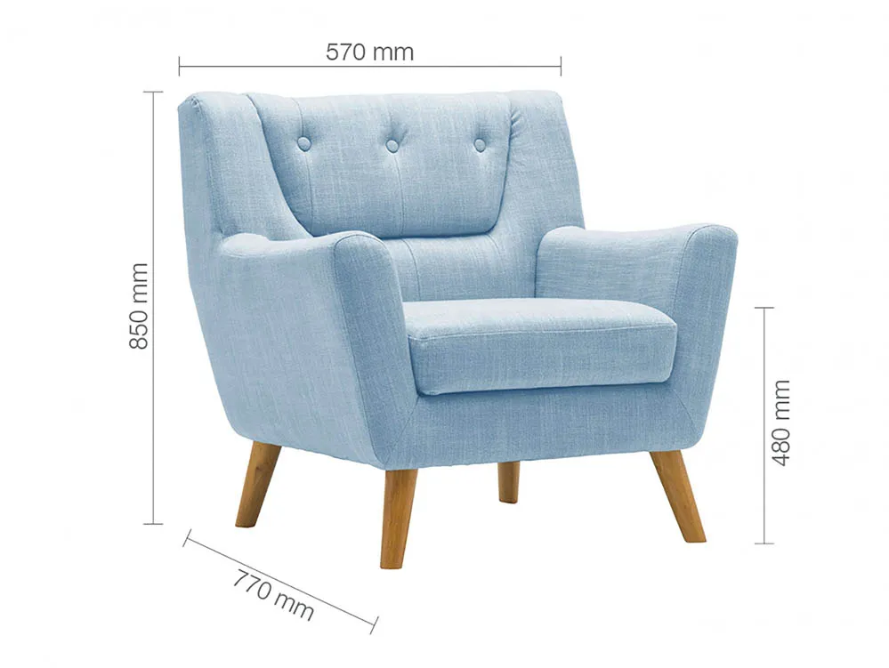 Birlea Furniture & Beds Birlea Lambeth Duck Egg Blue Fabric Chair