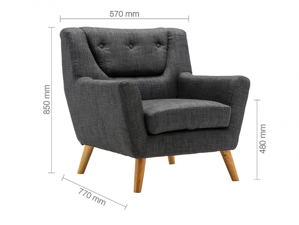 Birlea Furniture & Beds Birlea Lambeth Grey Fabric Chair
