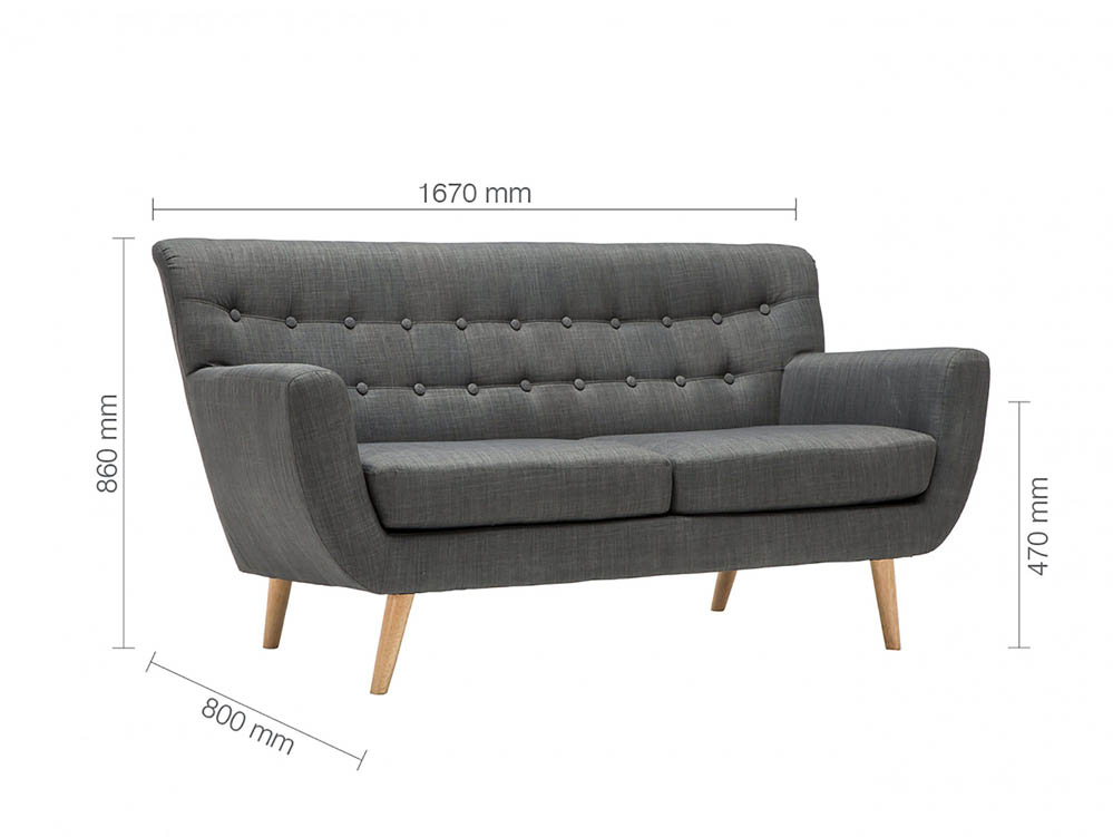 Birlea Birlea Loft Grey Fabric 3 Seater Sofa