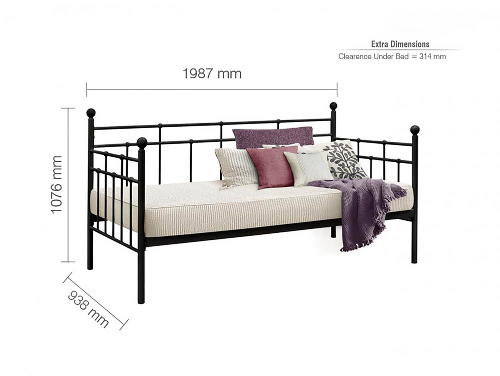 Birlea Birlea Lyon 3ft Single Black Metal Bed Frame