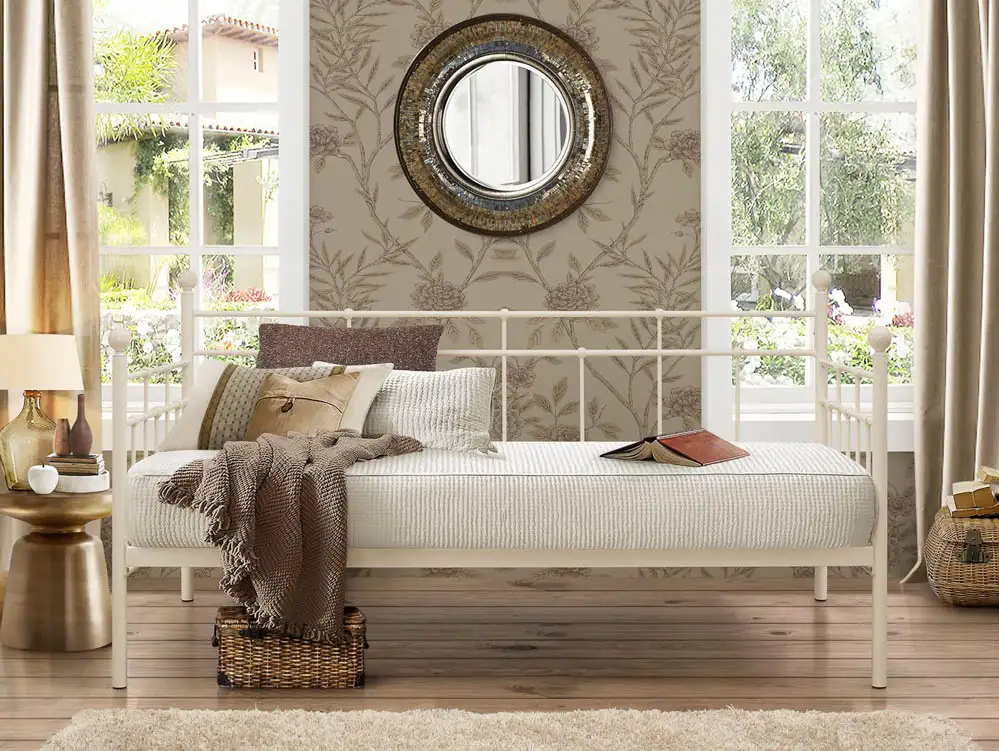 Birlea Furniture & Beds Birlea Lyon 3ft Single Cream Metal Day Bed Frame