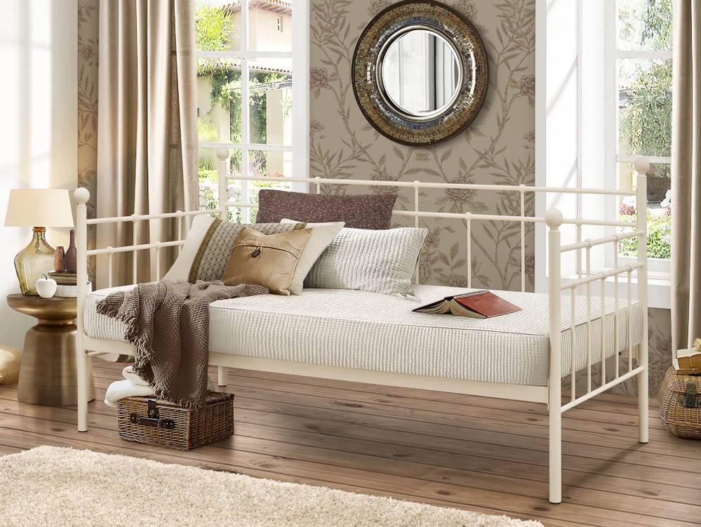 Birlea Birlea Lyon 3ft Single Cream Metal Day Bed Frame