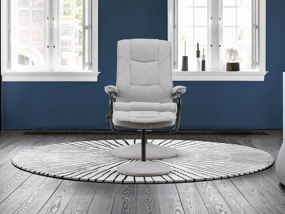 Birlea Birlea Memphis Grey Fabric Swivel Chair & Footstool