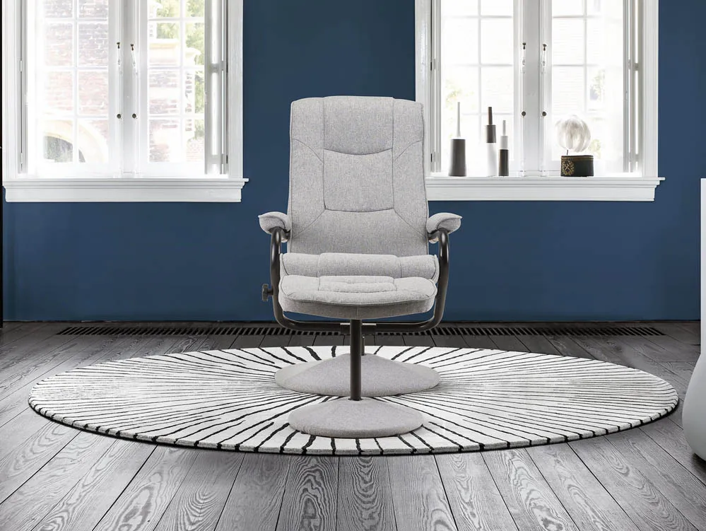 Birlea Furniture & Beds Birlea Memphis Grey Fabric Swivel Chair & Footstool