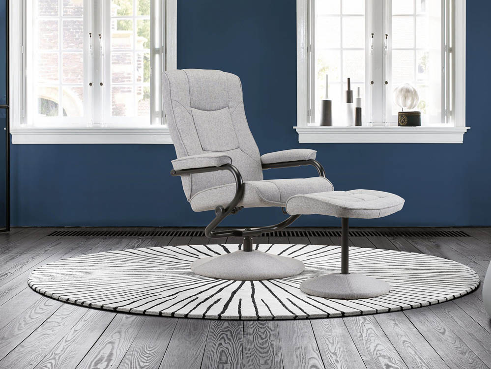 Birlea Birlea Memphis Grey Fabric Swivel Chair & Footstool