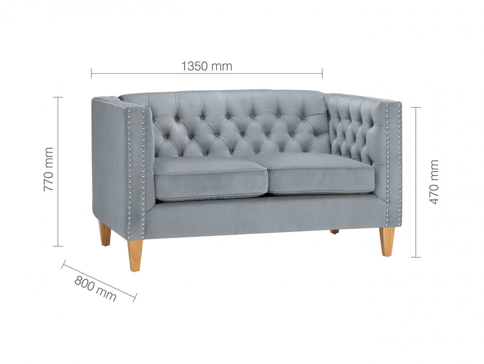 Birlea Birlea Florence Medium Grey Velvet Fabric Sofa