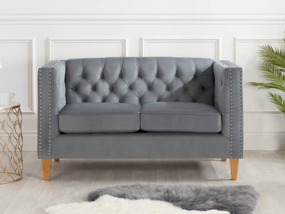 Birlea Birlea Florence Medium Grey Velvet Fabric Sofa