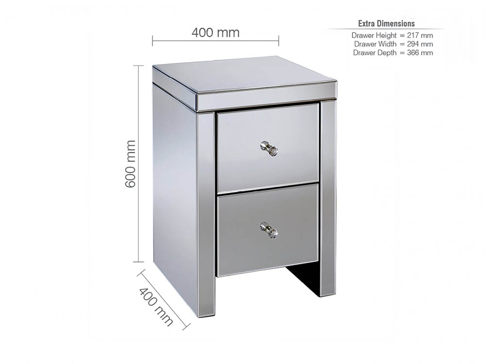 Birlea Birlea Seville Mirrored 2 Drawer Bedside (Assembled)
