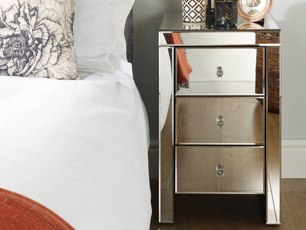 Birlea Birlea Seville Mirrored 3 Drawer Bedside (Assembled)