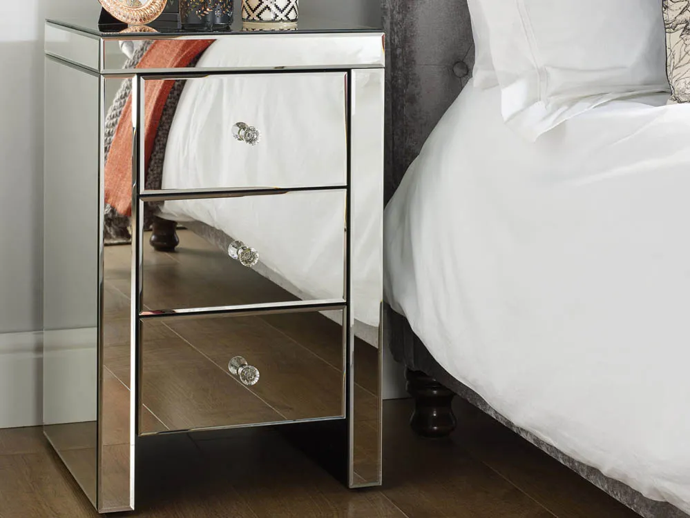 Birlea Birlea Seville Mirrored 3 Drawer Bedside Table (Assembled)