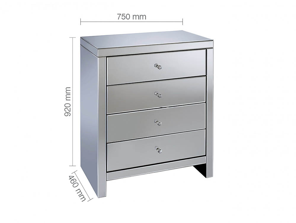 Birlea Birlea Seville Mirrored 4 Drawer Chest (Assembled)