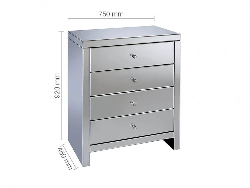 Birlea Birlea Seville Mirrored 4 Drawer Chest (Assembled)