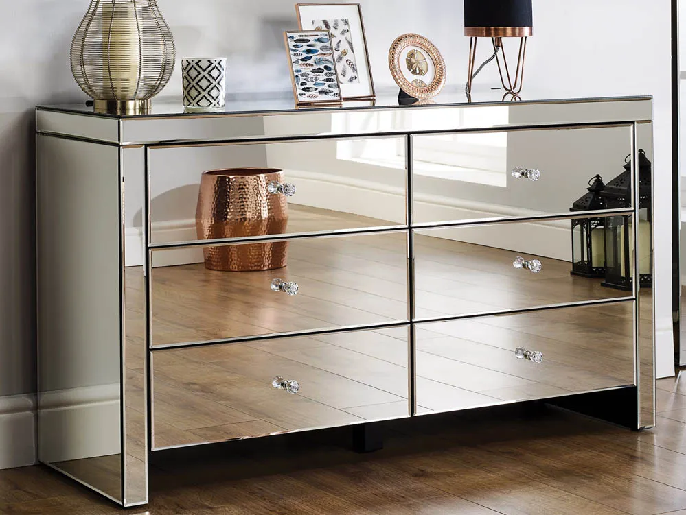 Birlea Birlea Seville Mirrored 6 Drawer Chest (Assembled)