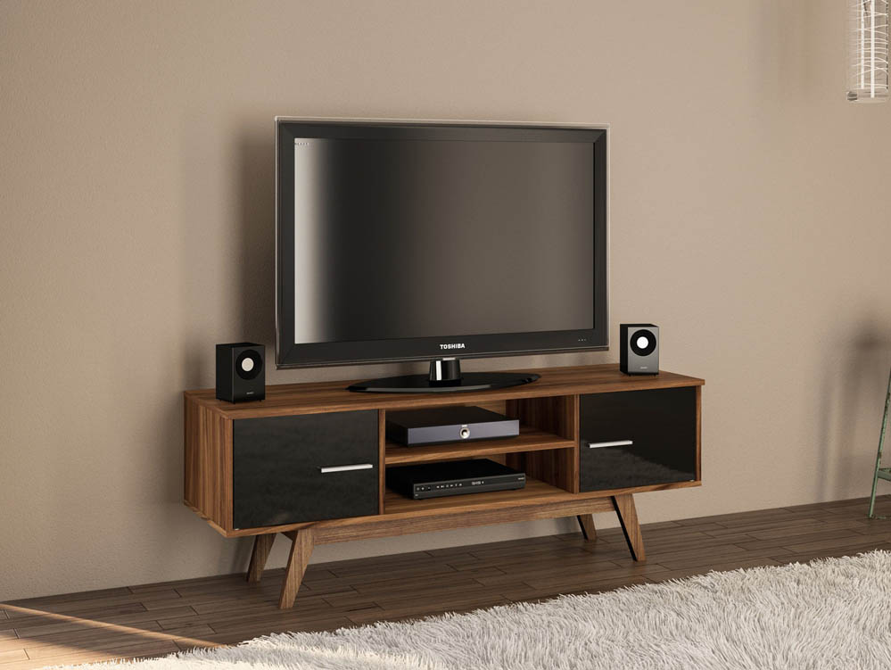 Birlea Birlea Shard Walnut and Black TV Unit (Flat Packed)