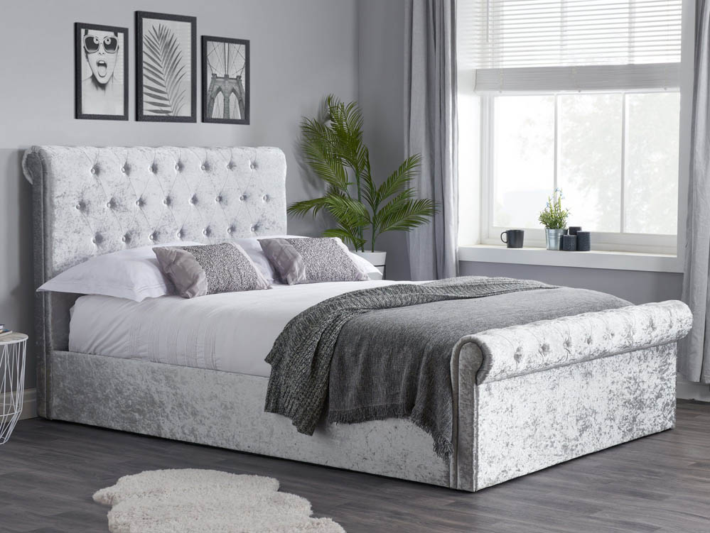 Birlea Birlea Sienna 4ft6 Double Steel Crushed Velvet Ottoman Bed Frame