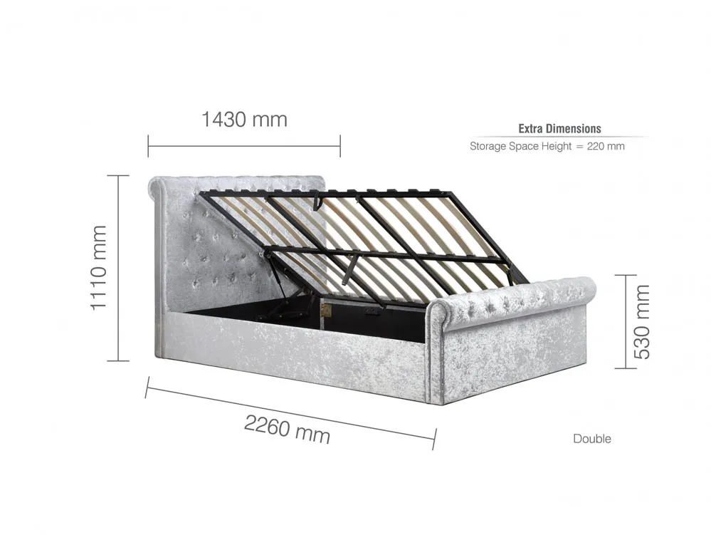 Birlea Birlea Sienna Steel Crushed Velvet Ottoman Bed Frame