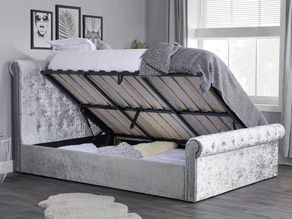 Birlea Furniture & Beds Birlea Sienna 4ft Small Double Steel Crushed Velvet Ottoman Bed Frame