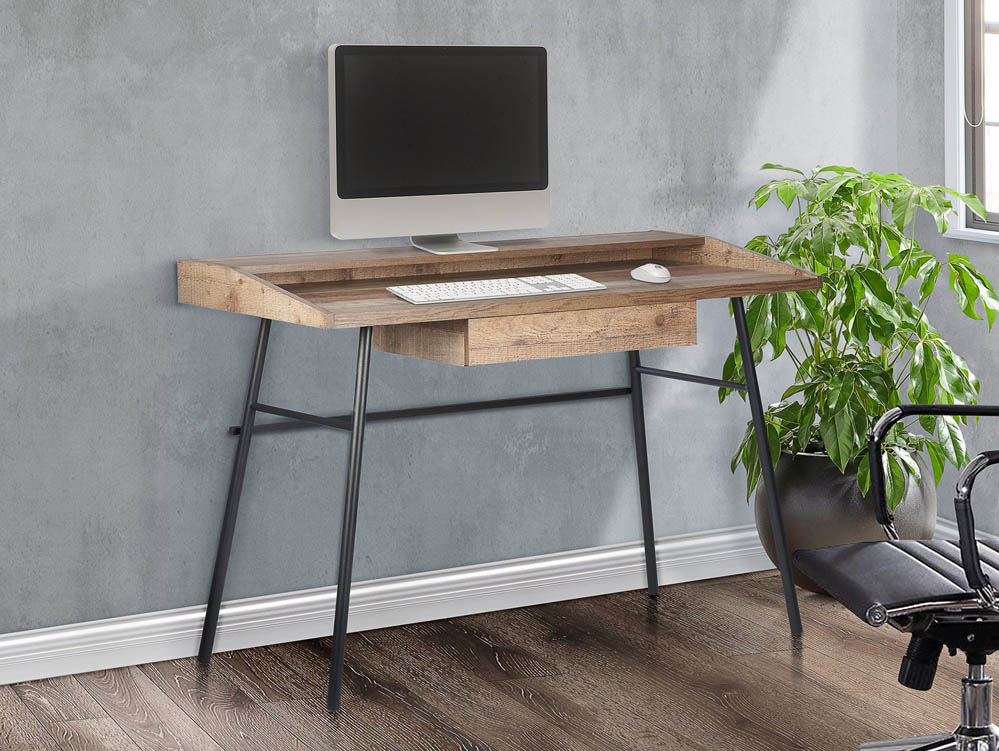Birlea Birlea Urban Rustic 1 Drawer Office Desk With Shelf (Flat Packed)