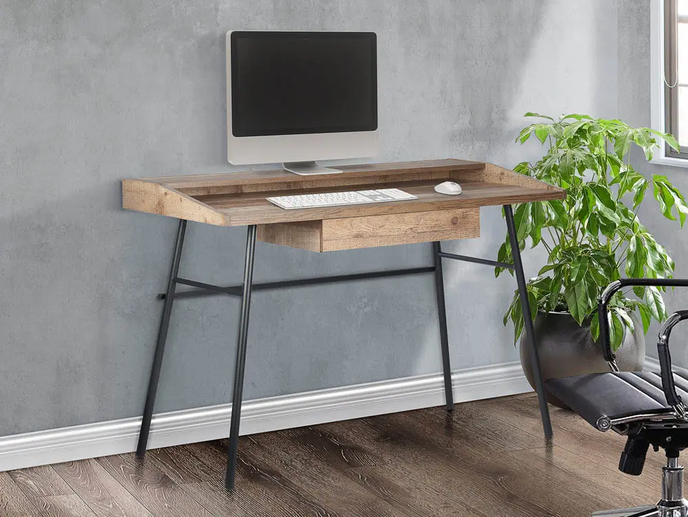 Birlea Furniture & Beds Birlea Urban Rustic 1 Drawer Office Desk With Shelf