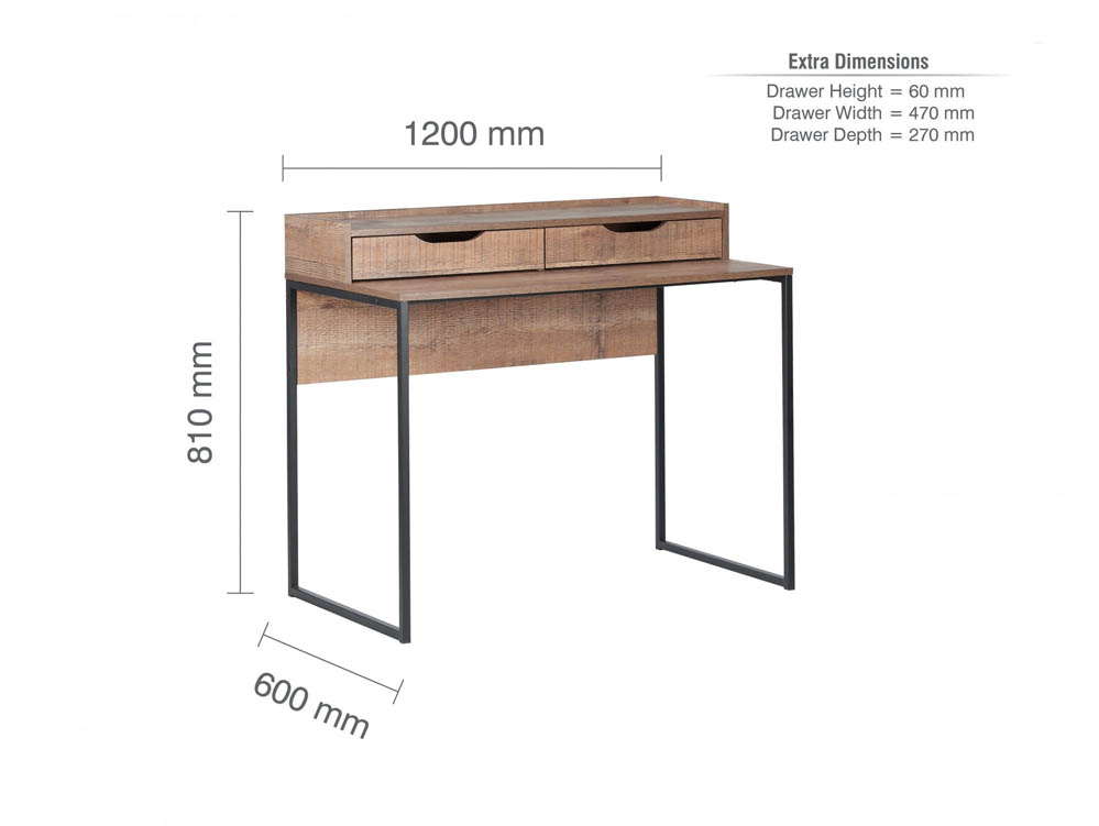 Birlea Birlea Urban Rustic 2 Drawer Office Desk (Flat Packed)