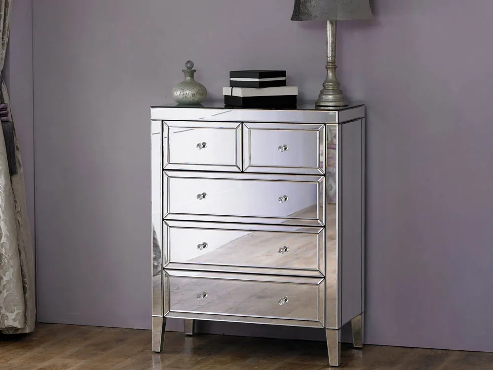 Birlea Birlea Valencia 3+2 Drawer Mirrored Chest of Drawers (Assembled)
